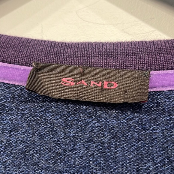 Sand Merino Wool Vneck Blue Sweater in Size CL - Picture 4 of 12